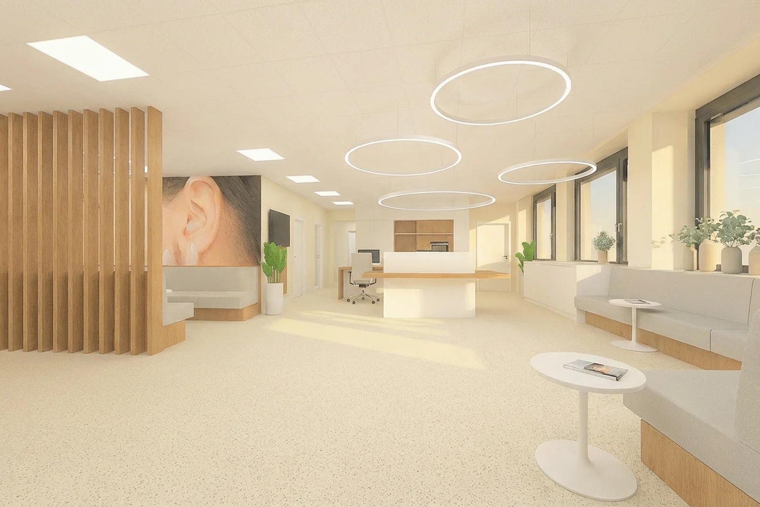 Rendering des Empfangbereiches im HNO Zentrum 19.